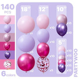 Pink and Purple Balloon Arch Kit 140pcs Different Sizes