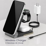 - Qi2 3-in-1 Magnetic Wireless Charging Station, Foldable 15W Fast Charger for iPhone 1217 Series,  Watch and Wireless Earbuds, Portable Travel
