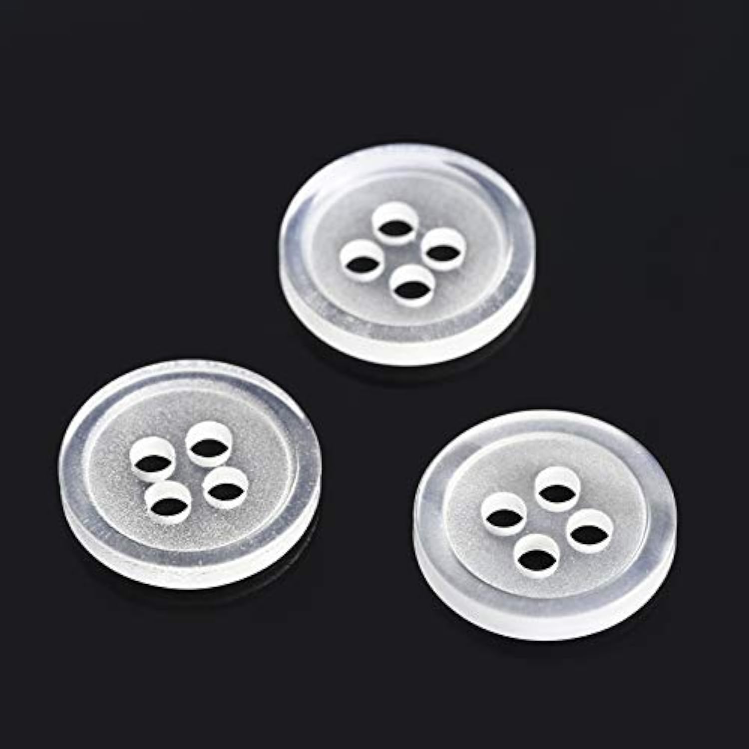 100Pcs Plastic White Buttons 4 Holes Clear Clothing Shirt Sewing Butto