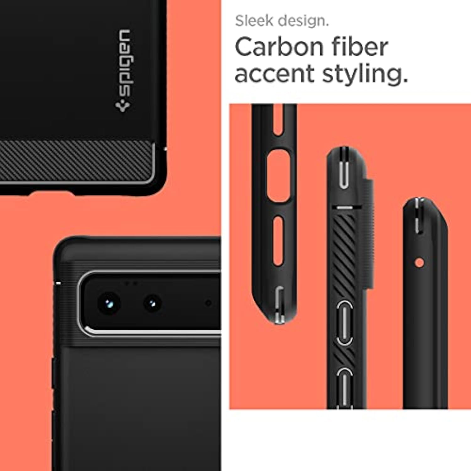 Spigen Rugged Armor Designed for Google Pixel 6 Case (2021) - Matte Black