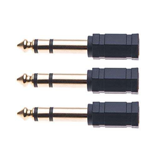 6.35 to 3.5 Headphone Adaptor Stereo Earphone Audio Plug Adapter AUX Mini Jack to Jack Converter for Headphones Earphones Guitar Amp (6,35mm 1/4 Male