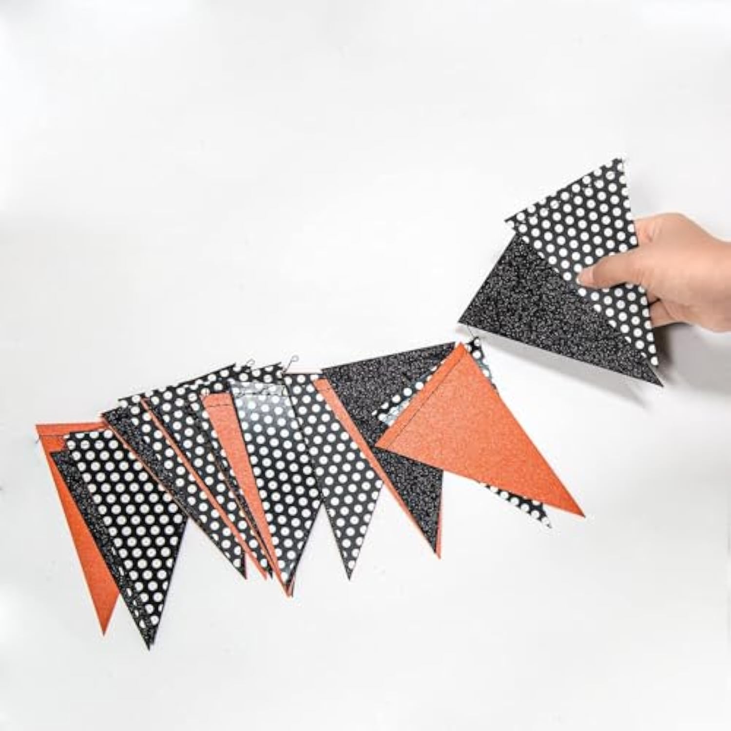 Halloween Pennant Banner Black Orange White Glitter Triangle Flag Garland for Party Decor