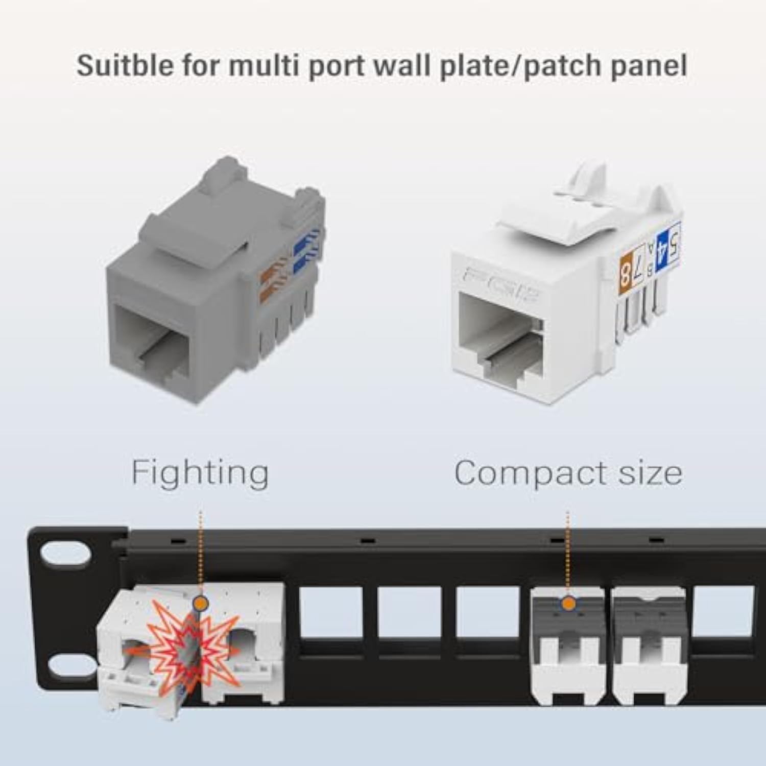Ul Listed 25 Pack Cat6 Keystone Jacks And Punch Down Stand, Slim Profile Rj45