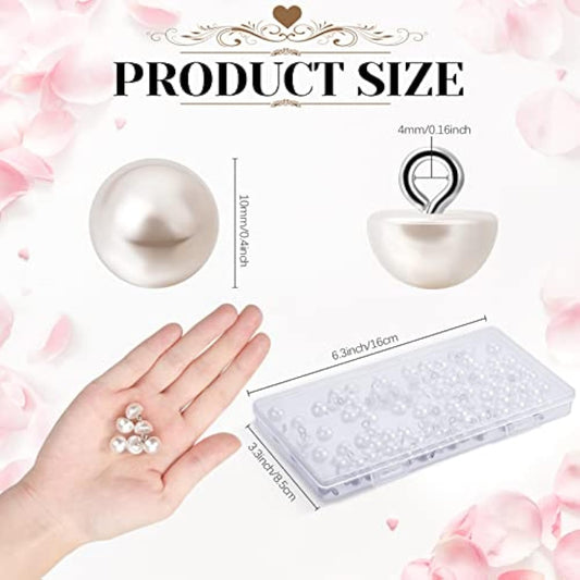 100 Pieces White Pearl Buttons For Sewing 10 Mm Half Pearl Buttons Dec