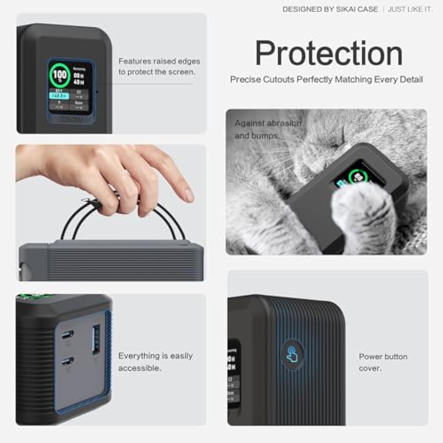 Silicone Case For Anker Prime Power Bank 27,650Mah 250W 1/4-Inch Nut Hole, Tf/Sim Card Storage Reserved Compatible With Anker 250W Prime Power Bank Protective Cover Dustproof Soft With Handle(Black)