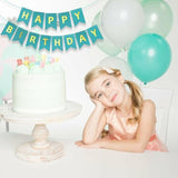 Teal Glitter Gold Happy Birthday Banner Sign Turquoise Aqua Decorations For Girls Men Women Anniversary Birthday Party Garland Backdrop Supplies Nursery Hanging Décor