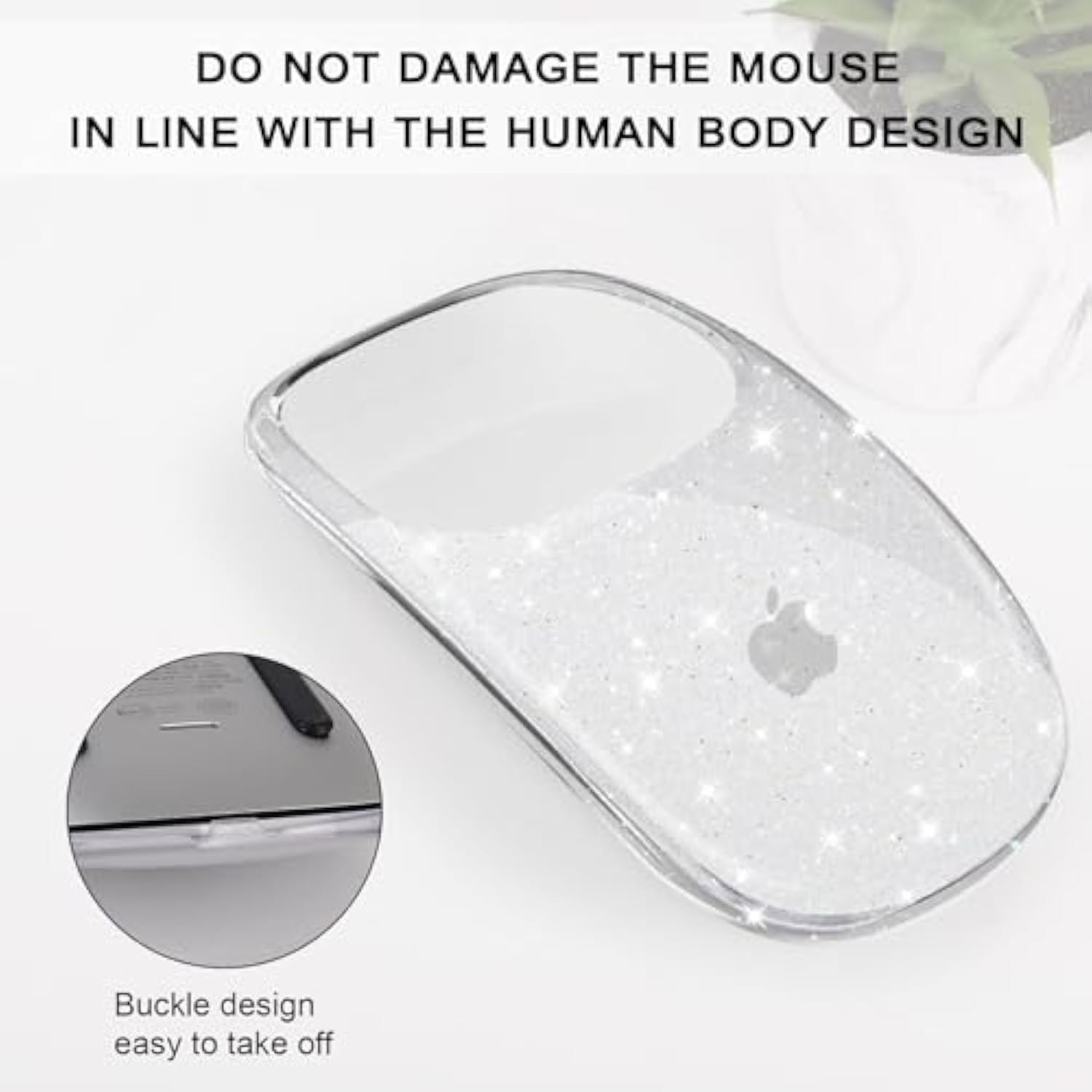 Cover Compatible With Apple Magic Mouse 1&2, Ultra Thin Transparent Plastic Hard Case For Magic Mouse, 3-Layer Drop-Resistant And Dust Proof Protective Skin With Glitter Pattern Design