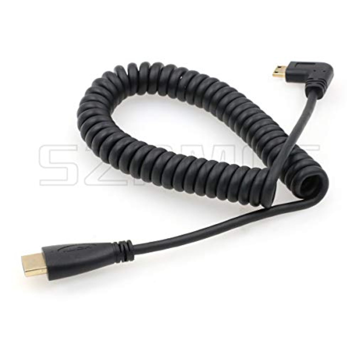 Left Angled Mini Hdmi To Full Hdmi High Speed Coiled Cable For Canon Sony Dslr