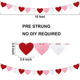 4 Pack Felt Heart Banner Pre-Strung Valentine’S Day Garland Banner Hea