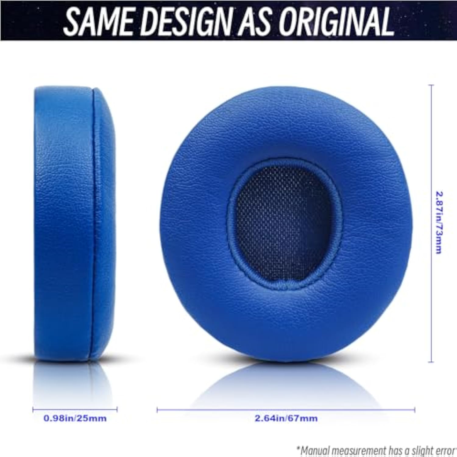 Replacement Ear Pads For Beats Solo 3 Wireless Headphones & Beats Solo2 Headphones, Soft Protein Leather, Increase Thickness (Blue)