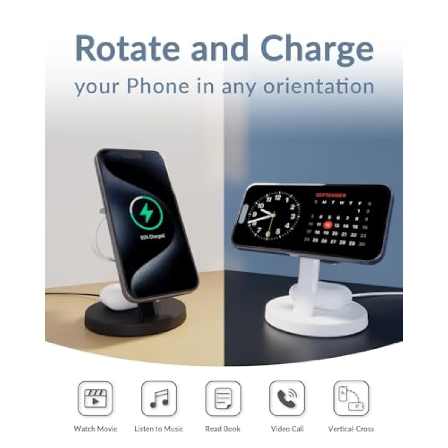 3 In 1 Wireless Charger For Magsafe, Wireless Charging Station, Compatible With Iphone 15/14/13/12, Apple Watch, Airpods Pro/3/2 (Cable And Adapter Included) White