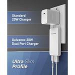 Type C Flat Wall Charger, Ultra Slim (Multi-Port Power Adapter) For Iphone 12/13/14/15 Iphone 16 Pro/Max And Samsung Galaxy Models, 20W Fast Charging Outlet Plug - 2 Pack (Dual Usb-C Usb-A)