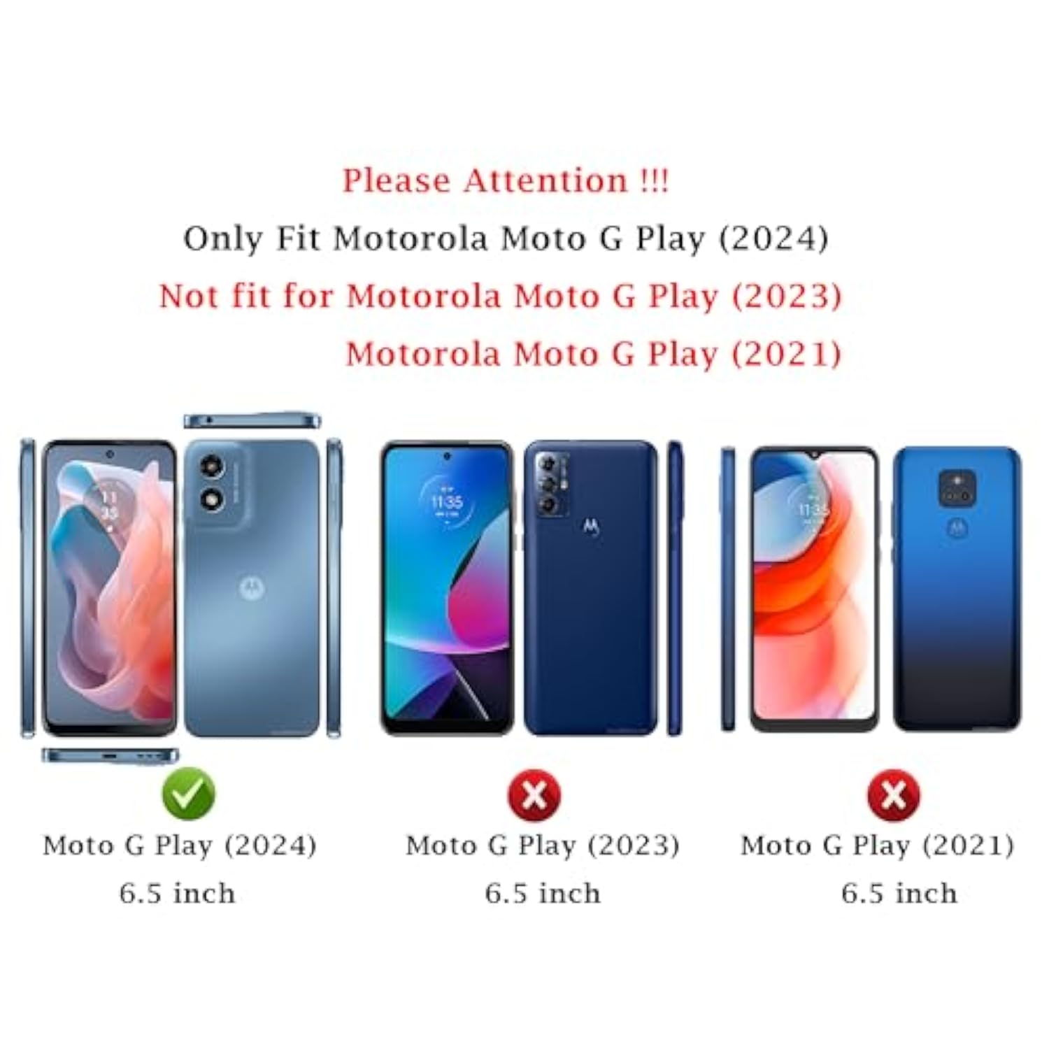 For Moto G Play 2024 Case With Camera Lens Cover Hd Screen Protector, Dual Layer Military-Grade Drop Tested Magnetic Ring Holder Kickstand Protective Phone Case For Motorola Moto G Play 4G 2024 (Navy)