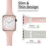 Thin Slim Bands Compatible With Apple Watch 40Mm 38Mm 44Mm 45Mm 46Mm 42Mm 41Mm 49Mm Se Iwatch Bands Ultra Series 10 9 8 7 6 5 4 3 2 1 For Women Men,Soft Narrow Sport Strap Wristband