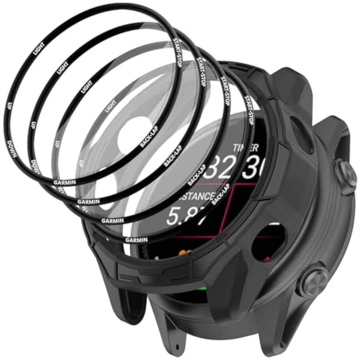 [1+4 Pack] Case With Pmma Screen Protector Compatible With Garmin Forerunner 570 47Mm, Bumper Full Coverage Protective Soft Cases Face Cover For Forerunner 570 47Mm