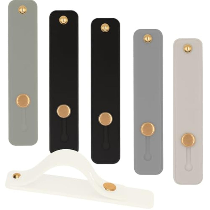Phone Grips Strap Holder For Hand Grip, Adhesive Cellphone Case Accessories Sticky Gripper Handle Holders For Back Of Phone With Finger Loop For Kindle, Iphone, Ipad - 4 X Grey, Black, White