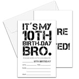 It'S My 10Th Birthday Bro Invitations Cards, 4"X 6" Birthday Party Invites With Envelopes For Party Decorations Supplies(20 Pieces) -D23