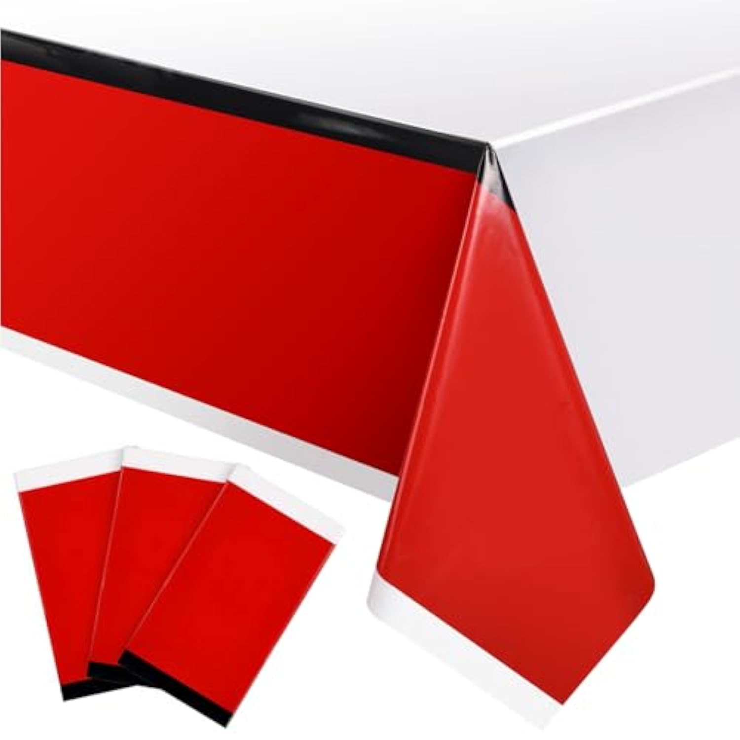 3Pcs Large Cartoon Themed Table Cloth Waterproof Plastic Table Covers 54 X 108 Inch White And Red Table Decorations For Kids Birthday Baby Shower