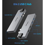 Usb C Hub Multiport Adapter For Macbook Pro 2019/2018/2017, 8 In 1 Usb C To Du