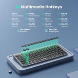 TECKNET Wireless Bluetooth Keyboard, Slim Rechargeable Keyboard (2.4G+BT 5.0), Multi-Device Easy-Switch, Quiet Typing, Silent Mini Portable Cordless USB Computer Keyboards for Windows Laptop PC, Gray