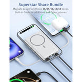 For Magsafe Battery Pack, 5 In 1 Portable Charger With Built In Cable, Magnetic 10000Mah Power Bank, Usb-C Fast Charging Battery Pack, Compatible With Iphone 16/15/14/13 Pro/Pro Max, Samsung Series