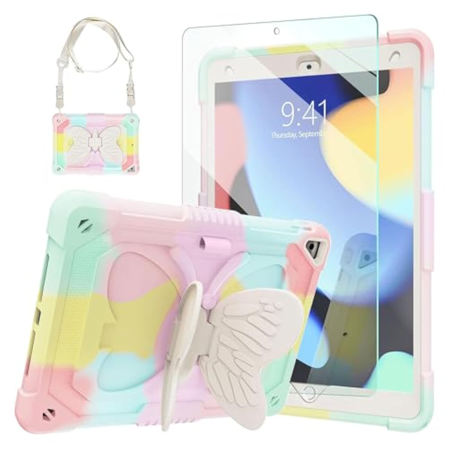 Ipad 10.2 Case For Kids Girls, Ipad 9Th/8Th/7Th Generation Case With Tempered