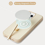iPhone 16 Pro Magnetic Case with 2-Way Stand, Magsafe Leather Protective Cover