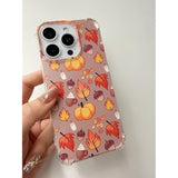 Fall Leaves Pumpkin Acorns Case Compatible With Iphone 16 Pro Max, Aesthetic Autumn Halloween Case For Iphone 16 Pro Max