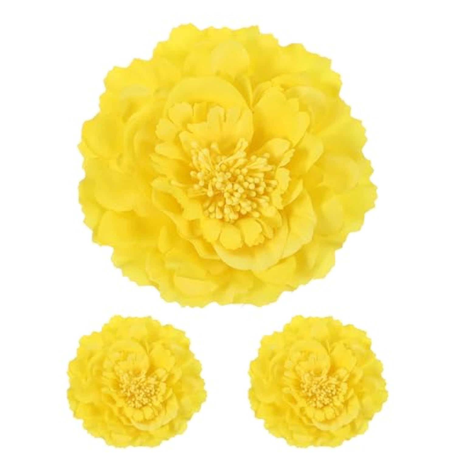 uxcell 3 Pcs Peony Flowers Hair Clip, 4.7 Inch Artificial Fabric Head Flower for Women Hair Pins Corsage DIY Crafts Clothing Wedding Birthday Party, Yellow