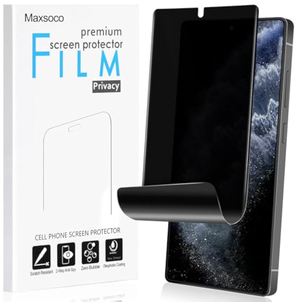 For Samsung Galaxy S25 Ultra Privacy Screen Protector, Anti-Spy Flexible Hydrogel Film, Fingerprint Unlock & Sensitive Touch, Durable Anti-Scratch Shock-Resistant Full Coverage [Not Glass]