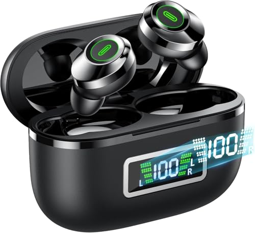 Wireless Earbuds, Bluetooth 5.4 Headphones in Ear with Mic HiFi Stereo Noise Reduction, Wireless Earphones IP7 Waterproof Touch Control LED Display