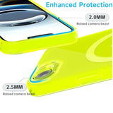 For Iphone 16E Case Clear Compatible With Magsafe Silicone, Bright Transparent Thin Magnetic Mag Safe Case Cute, Girly Trendy Slim Hard Camera Cover Protection, Fluorescent Neon Green Lime