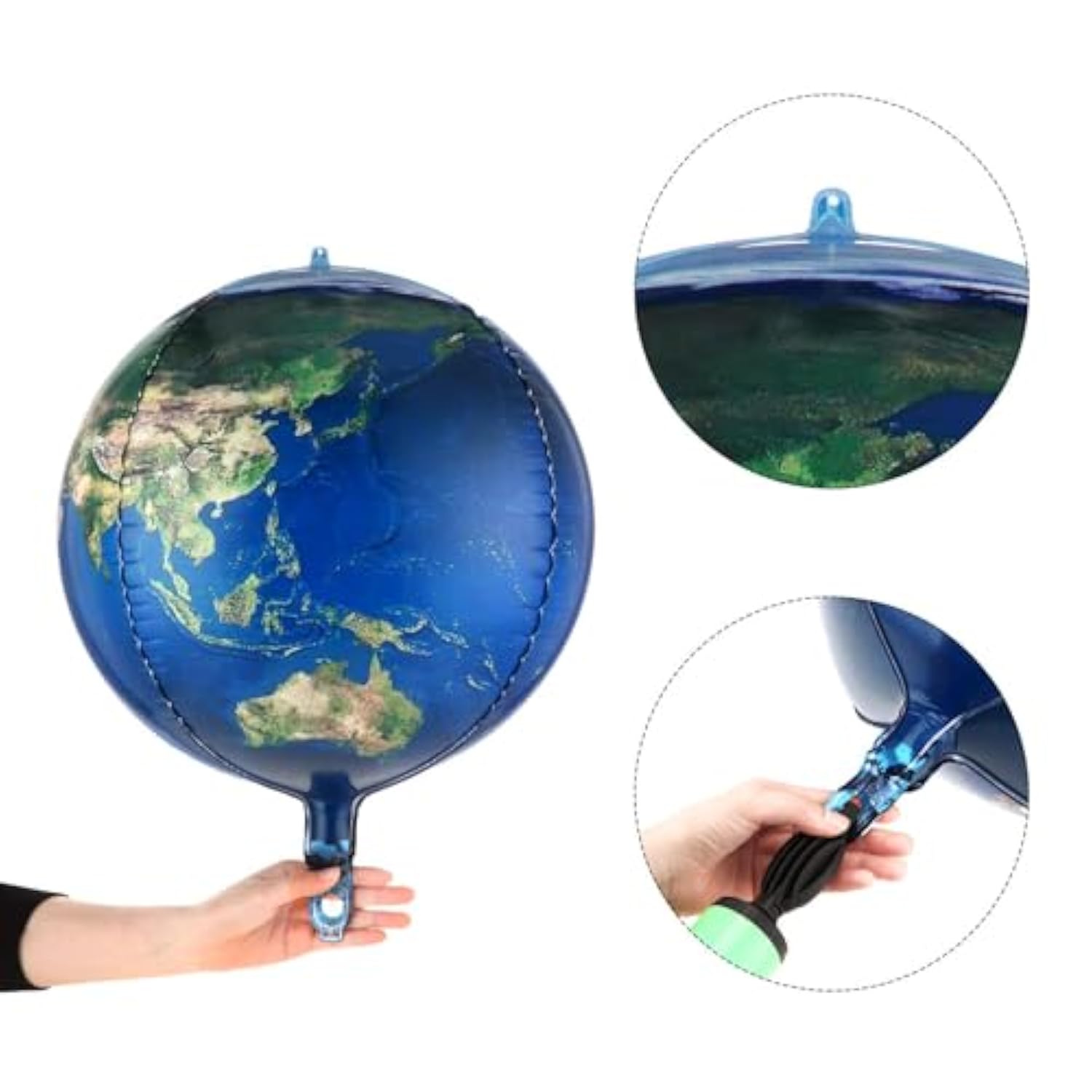 10 Pack 22 Inch Inflatable Earth Globe Balloons Big Blow Up World Map Balloons Planet Foil 4D Globe Inflatables 2 Rolls Ribbons For Bon Voyage Party Decor Around The World Space Theme Supplies