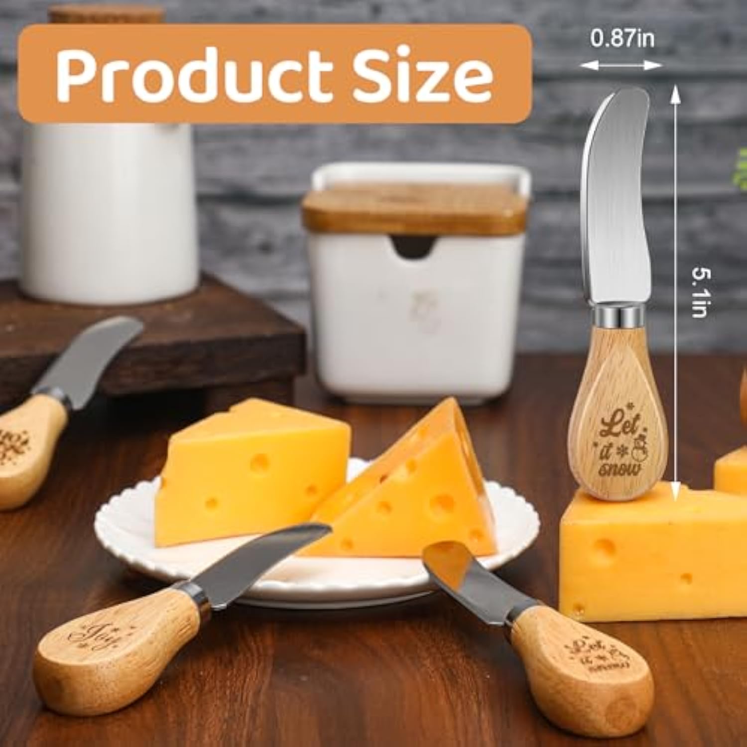 10 Pcs Christmas Cheese Spreader Knives 5.1 Inch Stainless Steel Butter Spreader Knives With Wooden Handle For Christmas Decoration Charcuterie Board Cheese Condiments