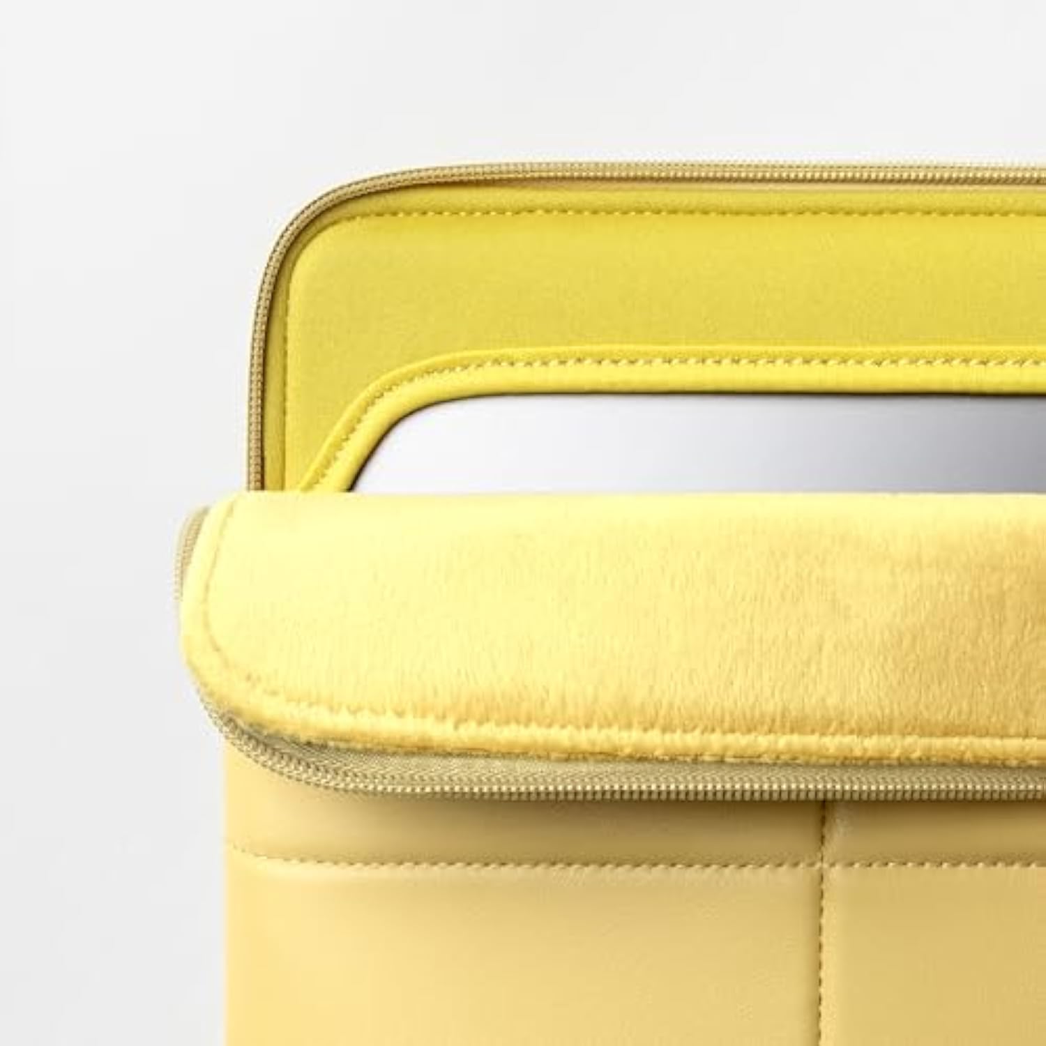 Slim Laptop Sleeve 13 Inch 14 Inch Compatible For Macbook Air 13" M4 2025, Macbook Pro 14" 2024, Quilted Faux Leather Laptop Carrying Case, Mustard Yellow