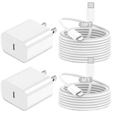 Iphone 17 16 Charger Fast Charging,20W 2Pack Usb-C Wall Charger Block With 10Ft&6Ft Type C To Usb C Cable Compatible For Iphone 17/16/16 Pro/16 Pro Max/16 Plus/15/15 Plus/15 Pro/15 Pro Max