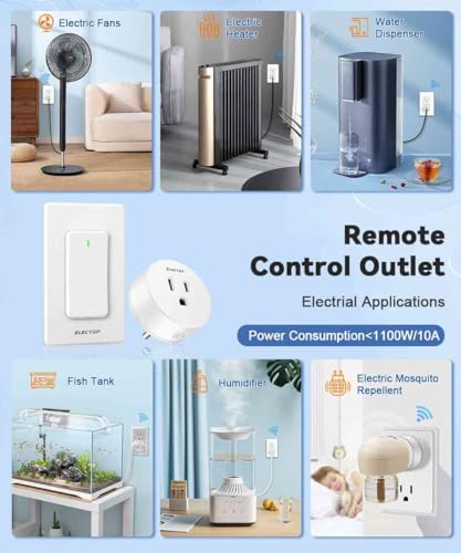 Remote Control Outlet, 15A/1500W Wireless Wall Mounted Power Switch, Long Range Electrical Switch Plug In On/Off For Lights, Fans, Christmas Lights, Household Appliance, Programmable