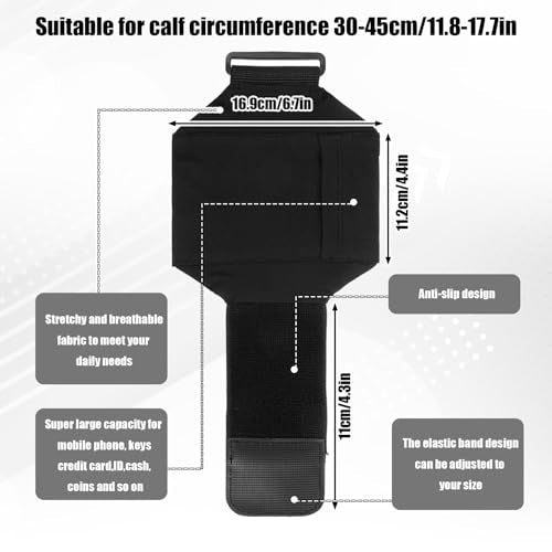 Leg Phone Holder, Cell Phone Leg Straps, Non Slip Ankle Wallet, Adjustable Smartphone Arm Pouch for Women and Men, Sports Armband for Equestrian,