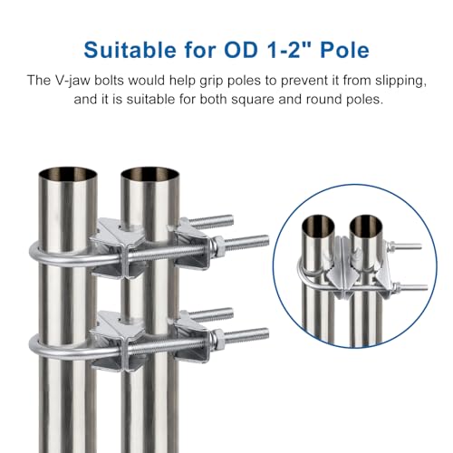 Double Antenna Mast Clamp - 2 PCS Antenna Pole Mount Bracket V Jaw Block with U Bolts,Heavy Duty Mast Mount Bracket Kit