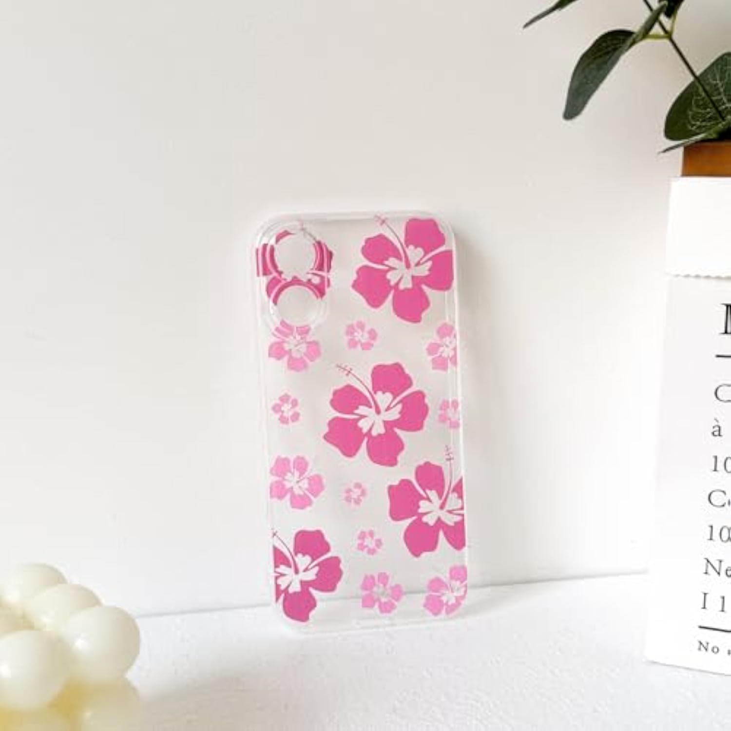 Compatible For Iphone 16 Case Cute Clear Hibiscus Flower Floral Aesthetic Printed Design For Girls Women Soft Tpu Shockproof Protective Girly For Iphone 16-Pink Flower