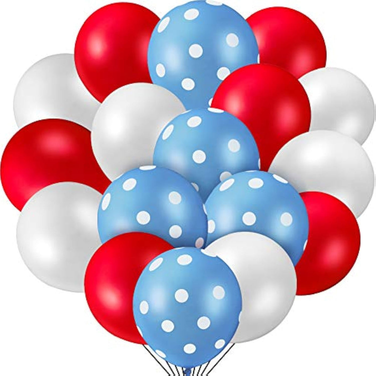 55 Pcs Red, Blue & White Polka Dot Balloons – Nautical & Baseball Party Arch Kit