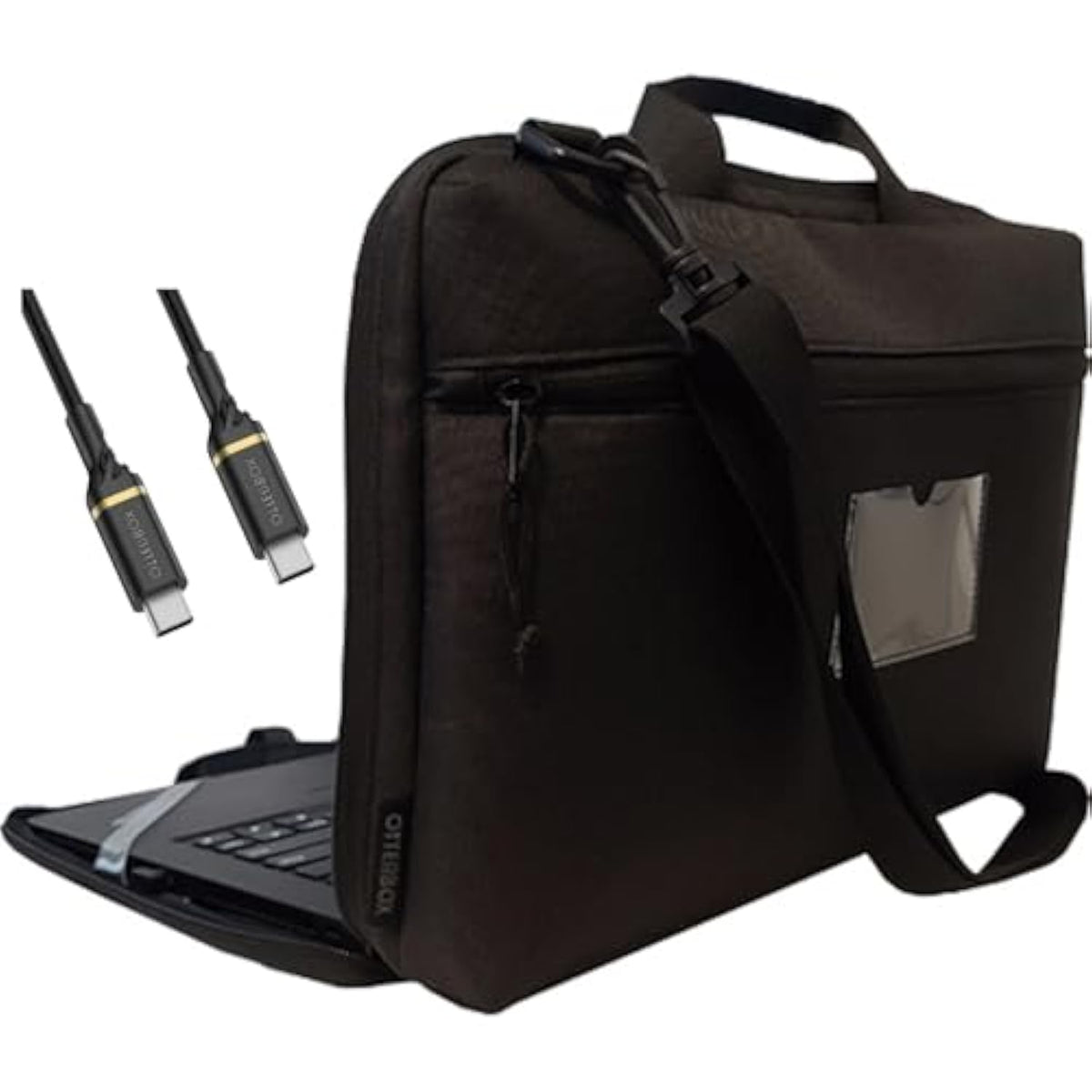 OtterBox OtterShell Series Protective Sleeve with Pocket for 11" Chromebook Notebook and Laptop with USB-C to USB -C Cable - Non-Retail Packaging - Black