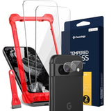 Caseology Snap Fit for Google Pixel 8a Screen Protector [2 Pack] + Camera Lense Protector [2 Pack] (2024) - Clear