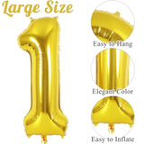 Number Balloons 16 Inch, Gold Number Foil Balloons 0-9, Small Mylar Balloon Numbers For Birthday Aniversary Gold Party Decorations Supplies