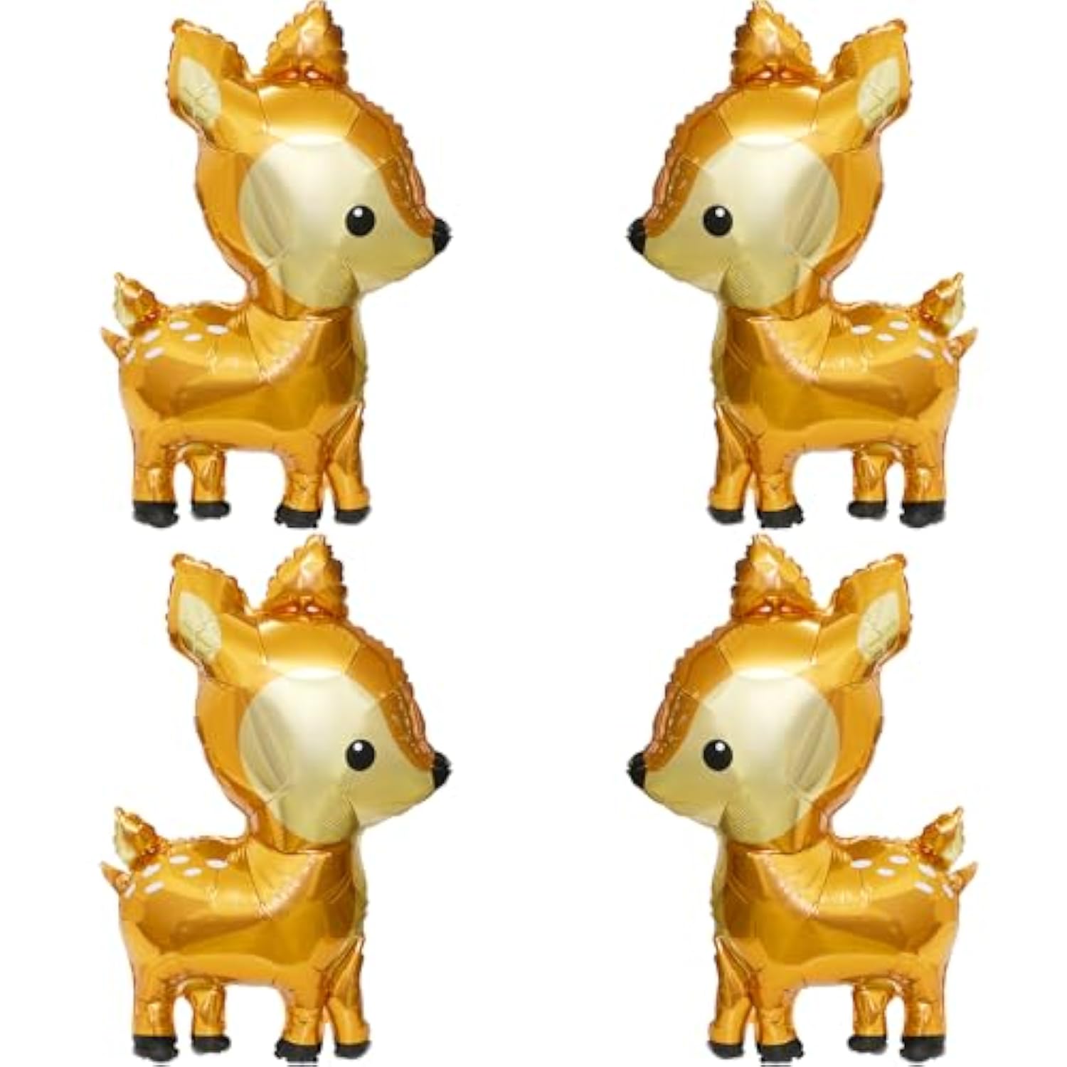 Woodland Deer Balloon Cartoon Jungle Safari Zoo Animal Party Supplies For Christams Birthday New Year Wedding, 4 Pack Big 41'' Cute Wild Forest Reindeer Balloons Wildlife Buck Decor Doe Deer Supplies