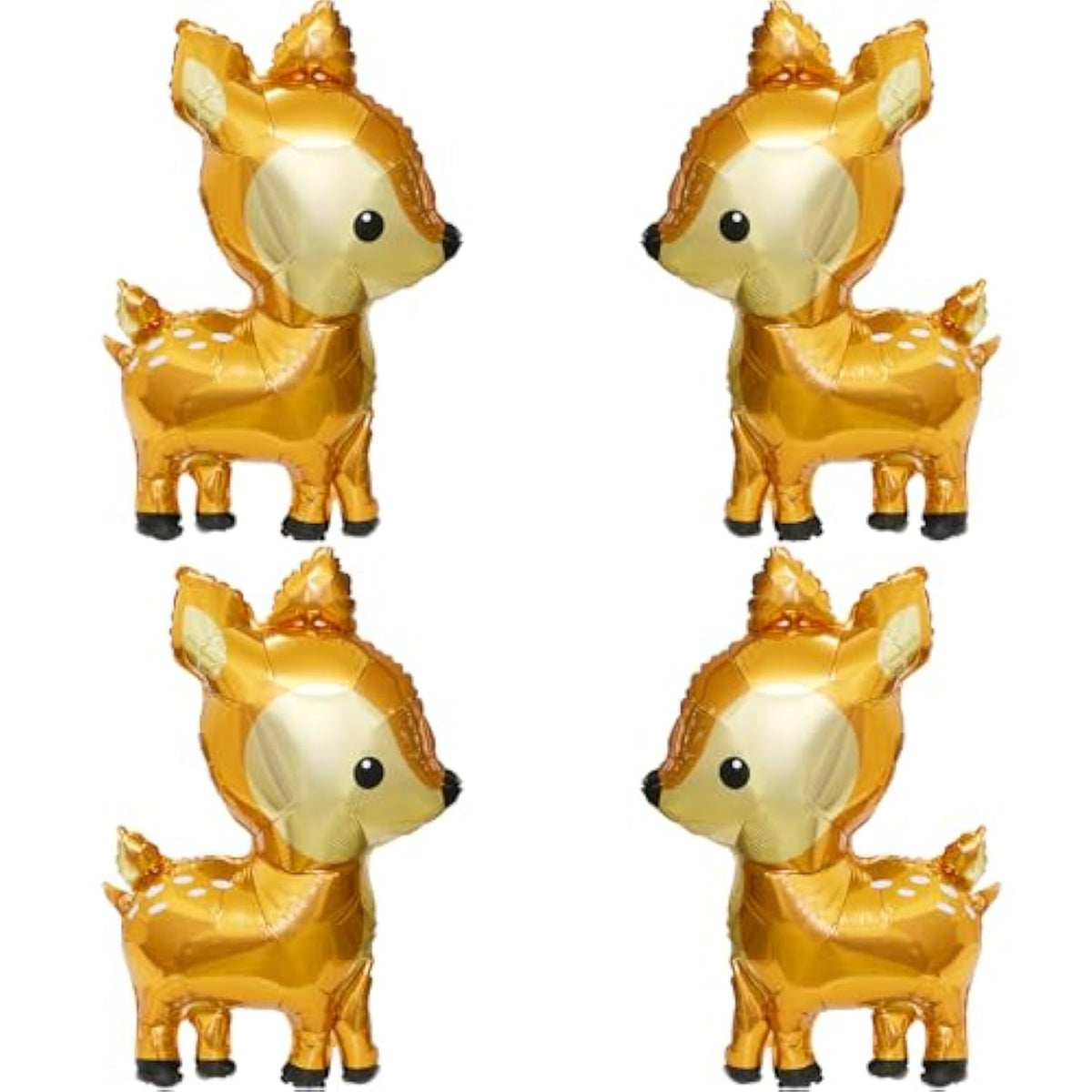 Woodland Deer Balloon Cartoon Jungle Safari Zoo Animal Party Supplies For Christams Birthday New Year Wedding, 4 Pack Big 41'' Cute Wild Forest Reindeer Balloons Wildlife Buck Decor Doe Deer Supplies