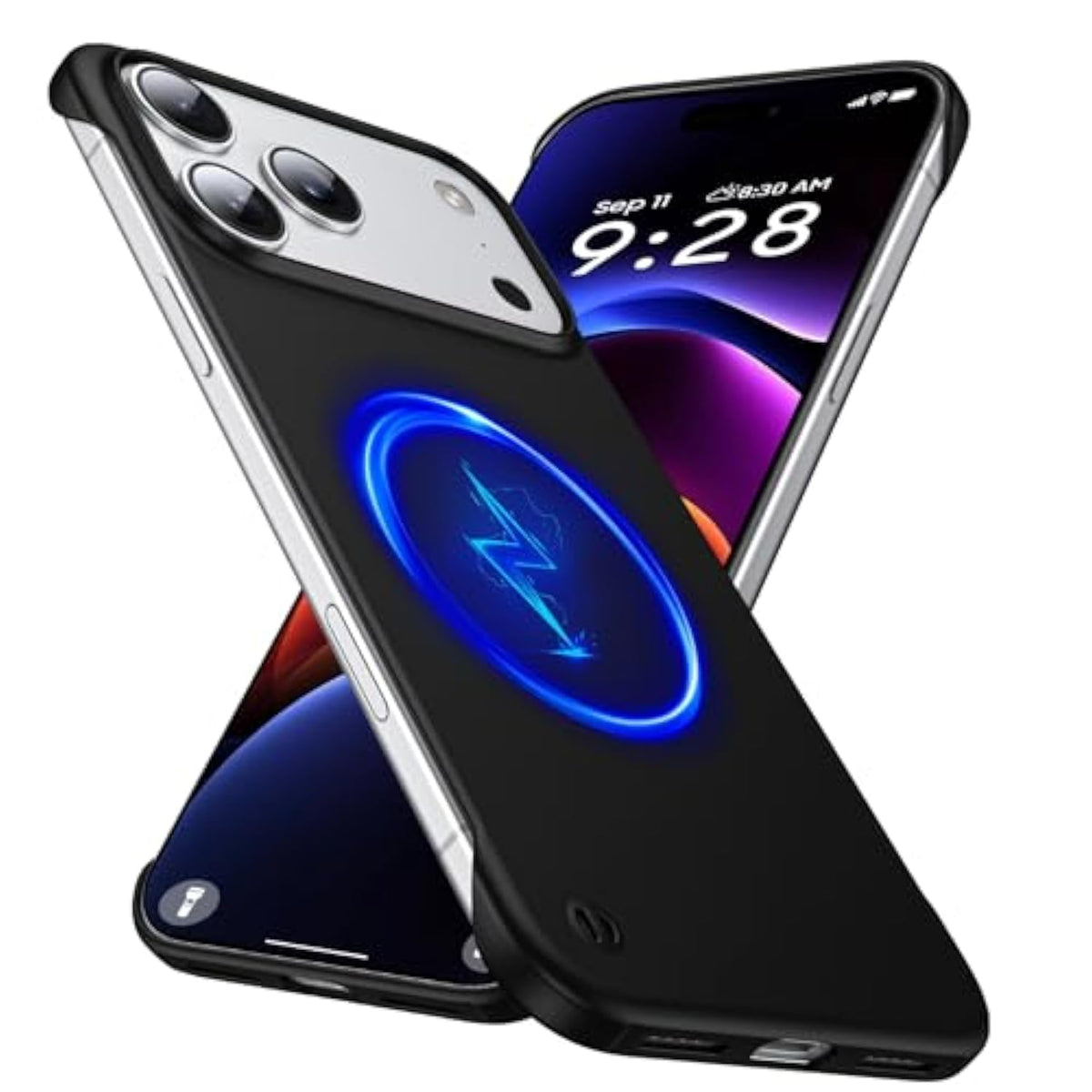 Magnetic Ultra Thin Frosted Designed For Iphone 17 Pro Max Frameless Case 6.9 Inch [Compatible With Magsafe] Slim Minimalist Lightweight Matte Hard Cover Protective Borderless Case-Black