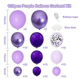 Purple Balloon Arch Garland Kit, 129Pcs Purple Balloons Different Size 18" 12" 10" 5", Metallic Purple Balloon Purple Confetti Balloon For Purple Theme Party Birthday Wedding Baby Shower Decoration