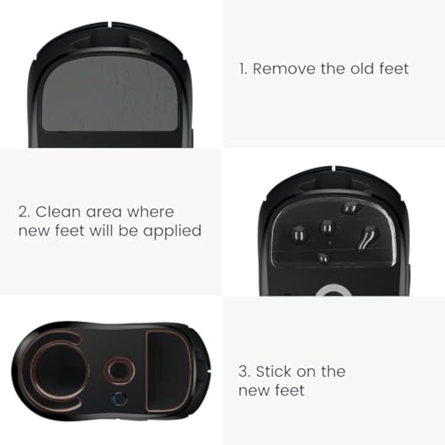 kwmobile Mouse Feet Replacement Compatible with Logitech MX Master 3 / 3S Computer Mouse Skates Sticker - Black