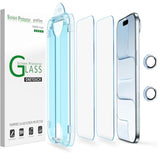 amFilm OneTouch Screen Protector for iPhone Air 17 6.5" + Camera Lens Protector | Auto-Alignment Install | Bubble Free | 9H Tempered Glass | Shatterproof | FHD Clarity | Case Friendly | 2+2 Pack